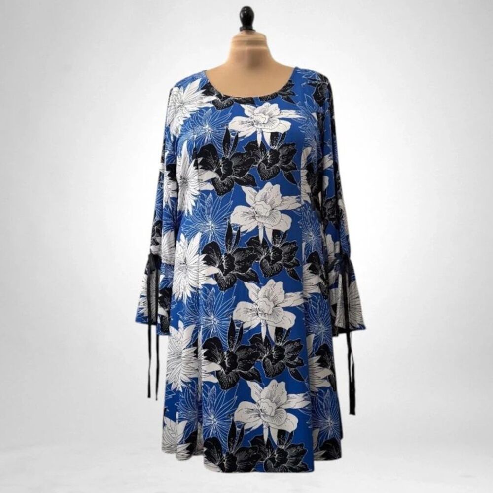 NY Collection Round Neck 3/4 Ruffle Sleeve Shift Dress, NWT! Size 3X